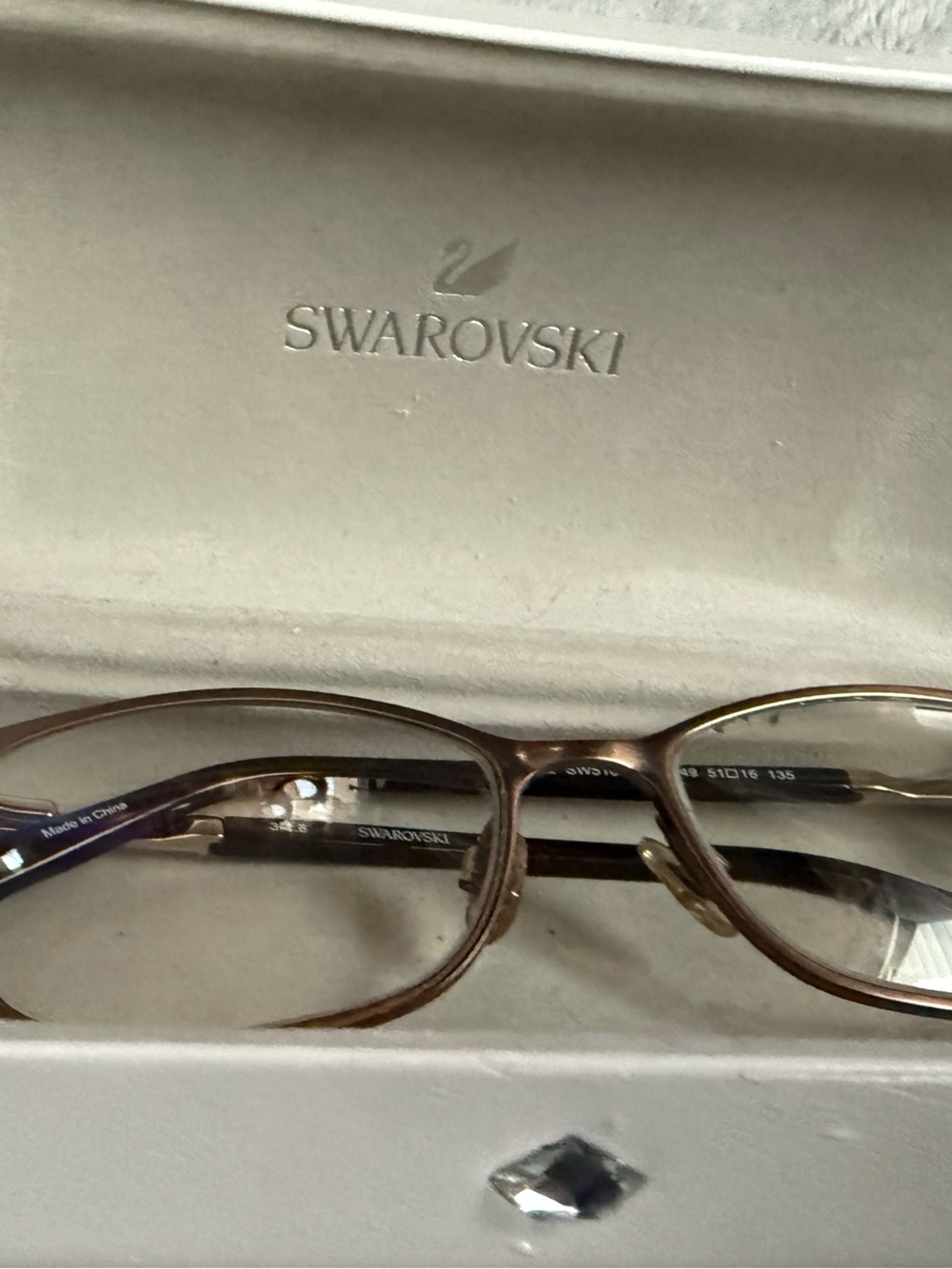 Swarovski Women's Brown and Gold Crystal-Trim Eyeglasses